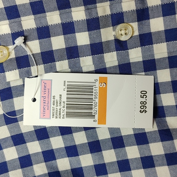 Vineyard Vines Classic Fit Murray Blue Checker Long Sleeve Button Up - Small NWT - Picture 7 of 8
